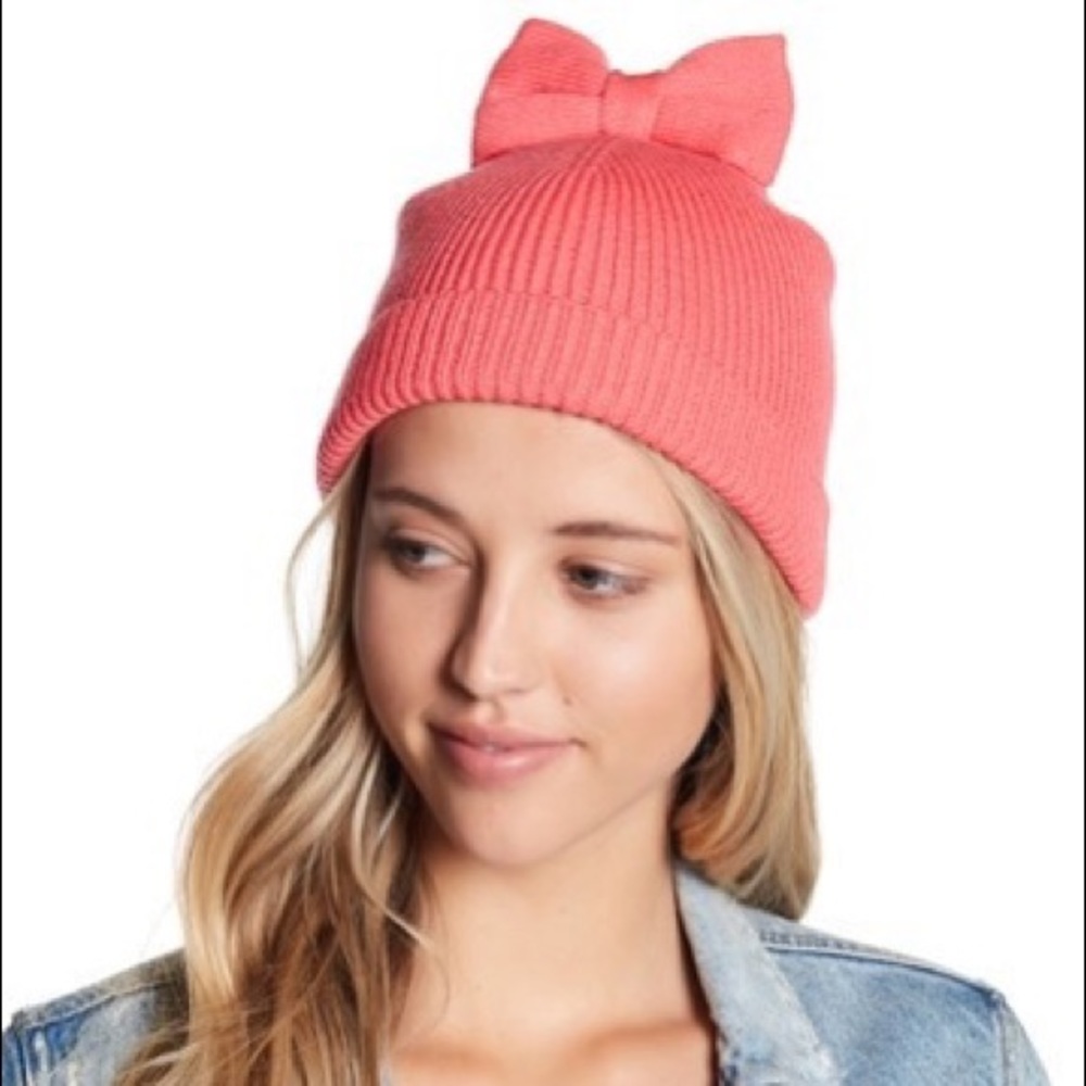 NEW Kate Spade Bow Beanie Hat Costume Pink